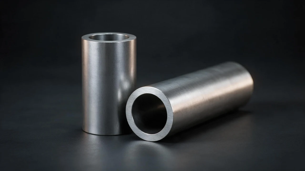 Two heavy-wall chrome-molybdenum alloy steel pipe lengths with the thick wall visible on the cut ends