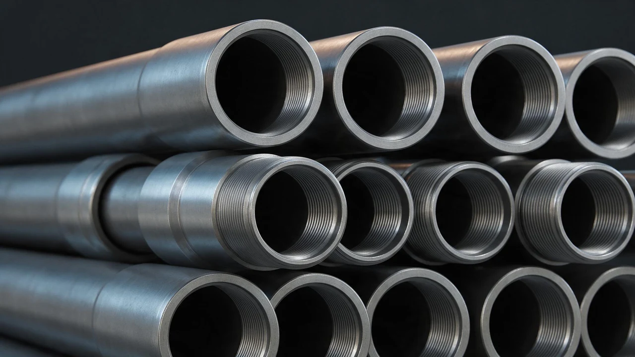 Heavy-wall OCTG casing joints stacked with couplings fitted