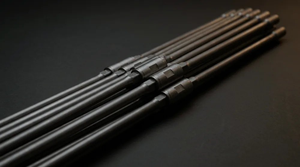 Steel sucker rods with forged square-shouldered couplings