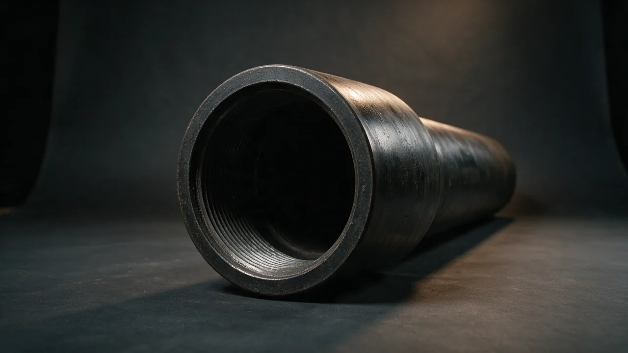 Large-diameter casing pipe with a coupling screwed onto the end facing the camera