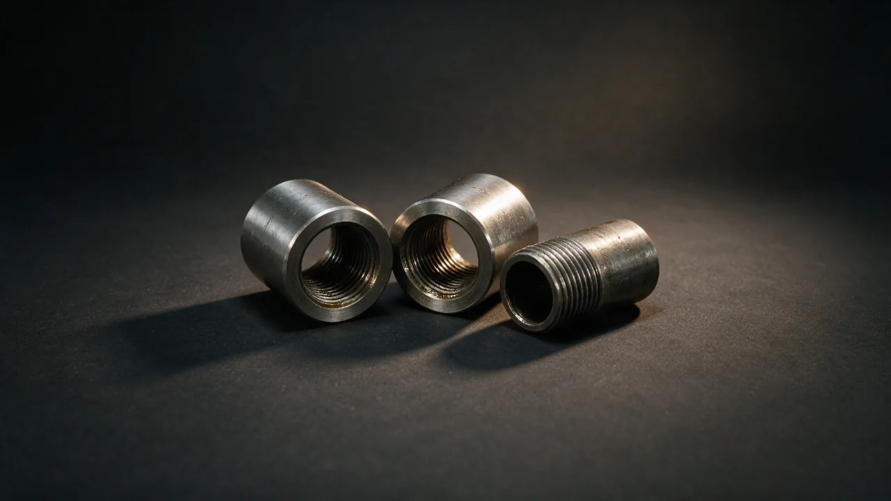 Short cylindrical casing coupling with internal threads visible at the open end